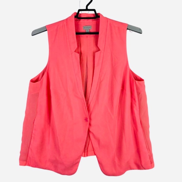 Belle Sky Vibrant Coral Sleeveless Blazer / Vest - Picture 4 of 11